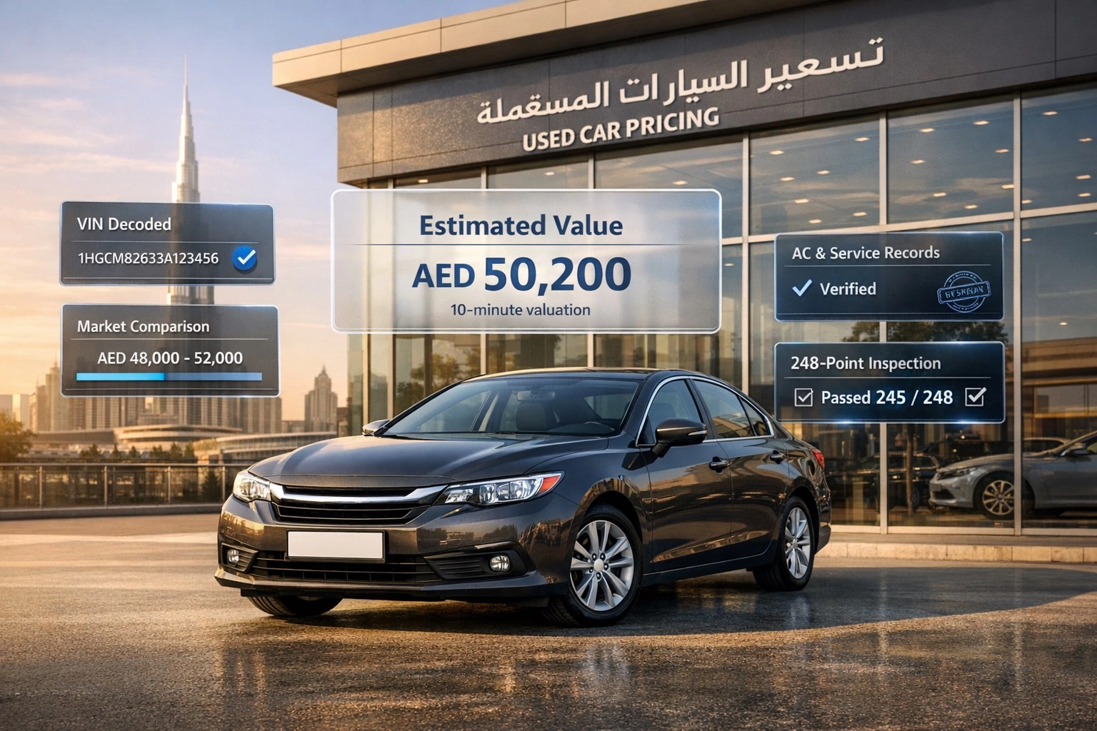 تسعير السيارات المستعملة في الإمارات - تقييم السيارة والتفاوض السريع
